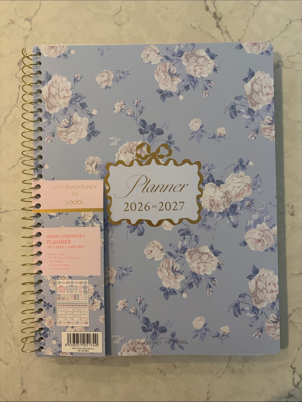 LoveShackFancy Floral Spiral Planner in Lavender Blue and Pink